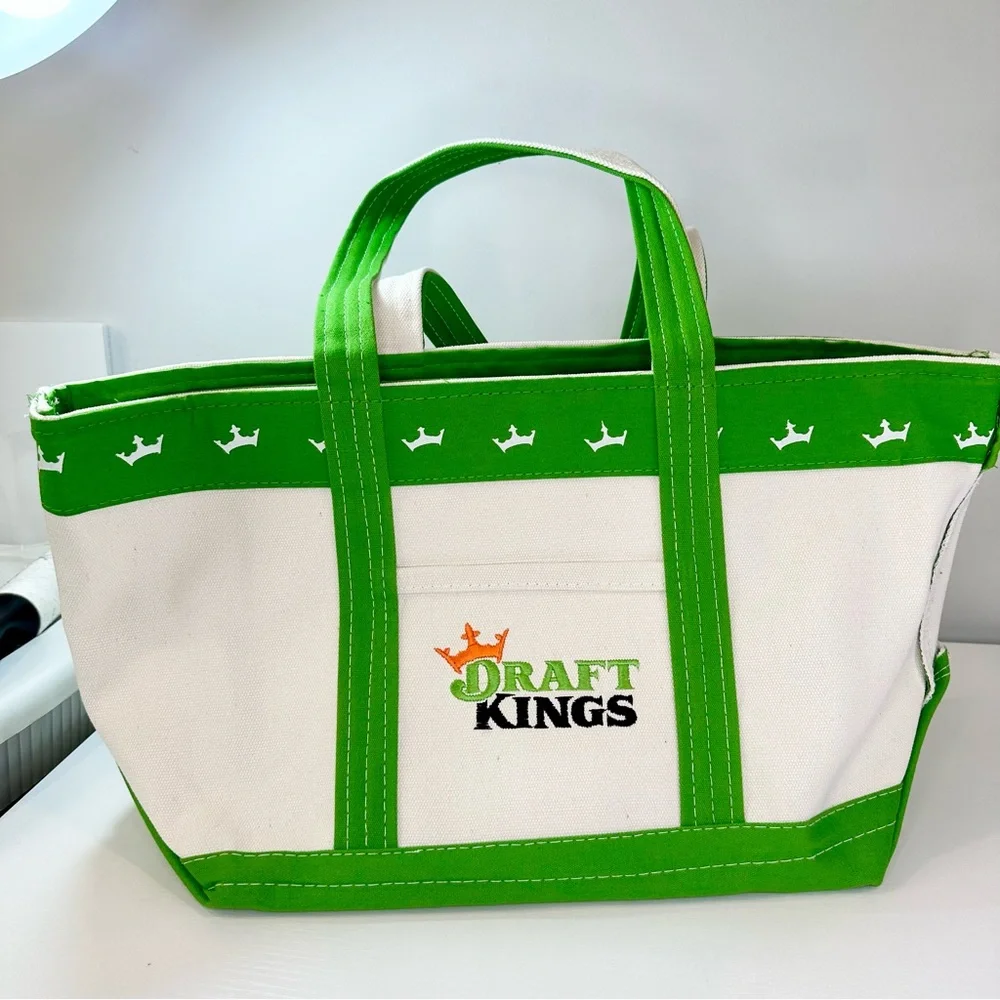 DraftKings DK Green and White Canvas Tote Bag